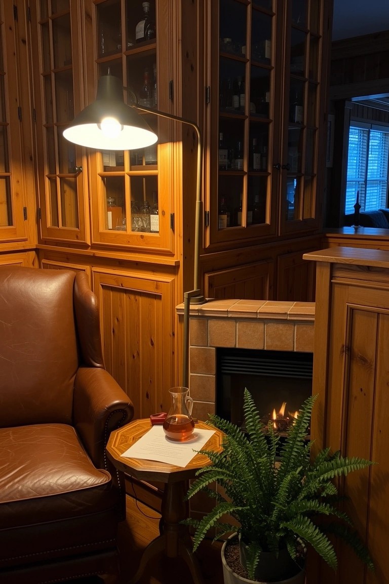 Cozy Lounge Nook with Wood Cabinets