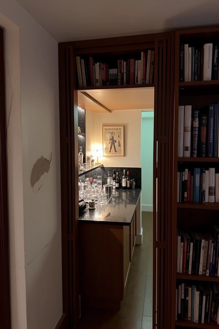 Bookshelves Around a Small Bar