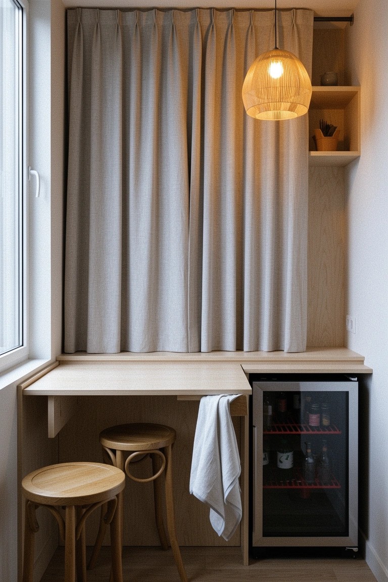 Fold-Down Table in a Window Nook