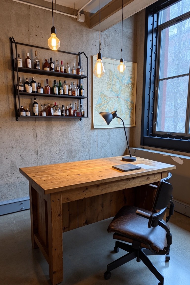 Home Office Whiskey Shelves