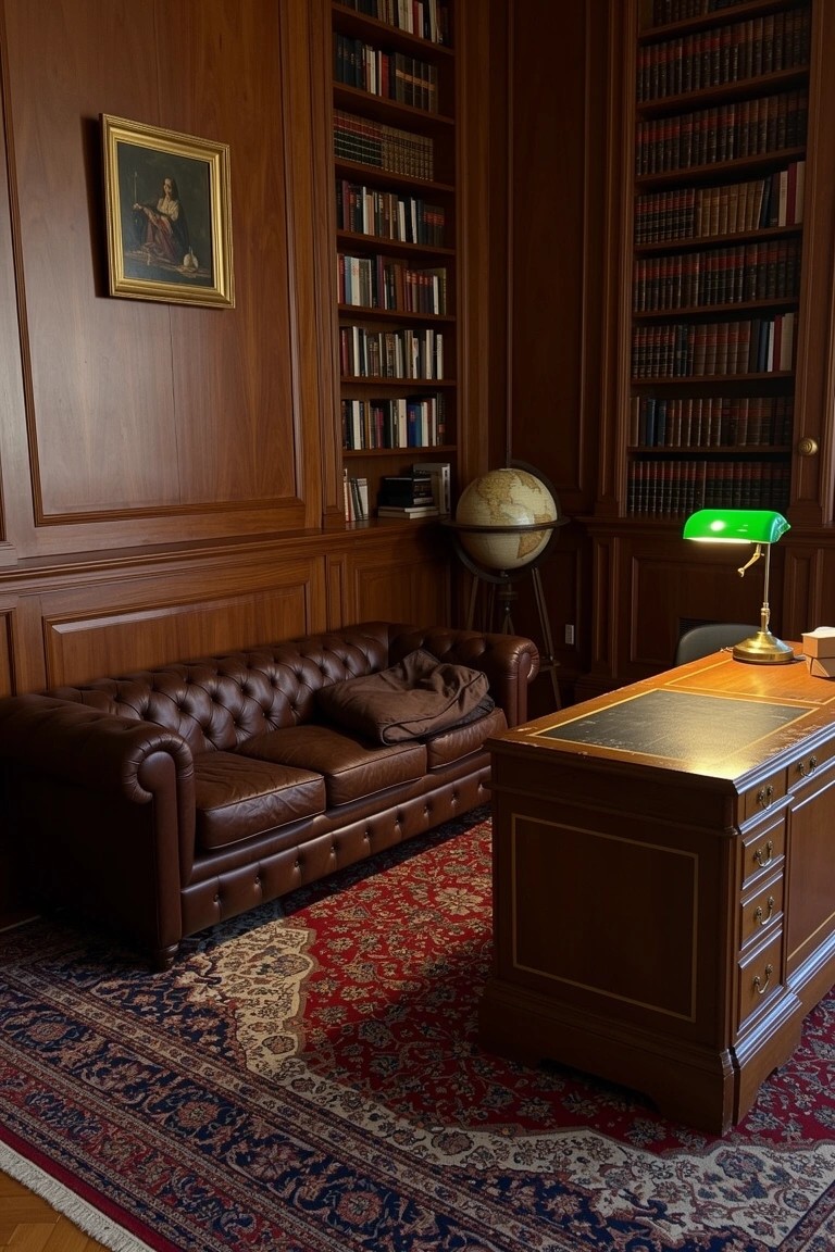 Wood Panel Walls in a Study