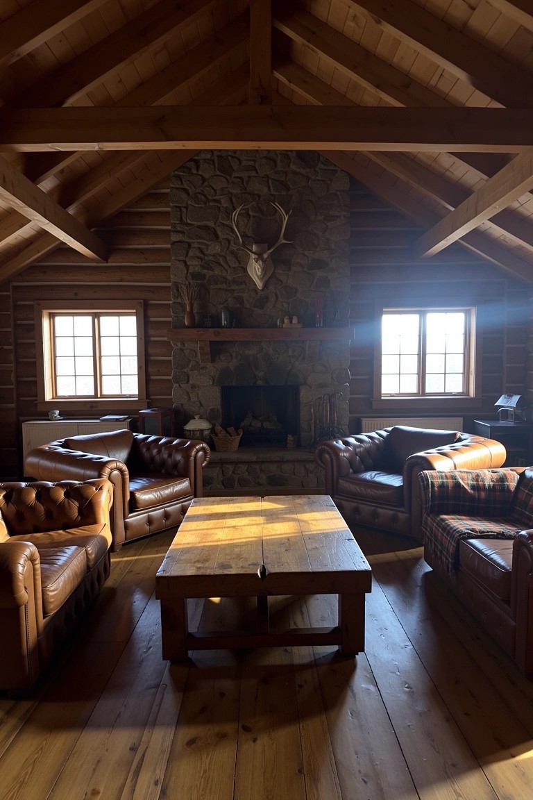 Rustic Cabin Lounge Setup