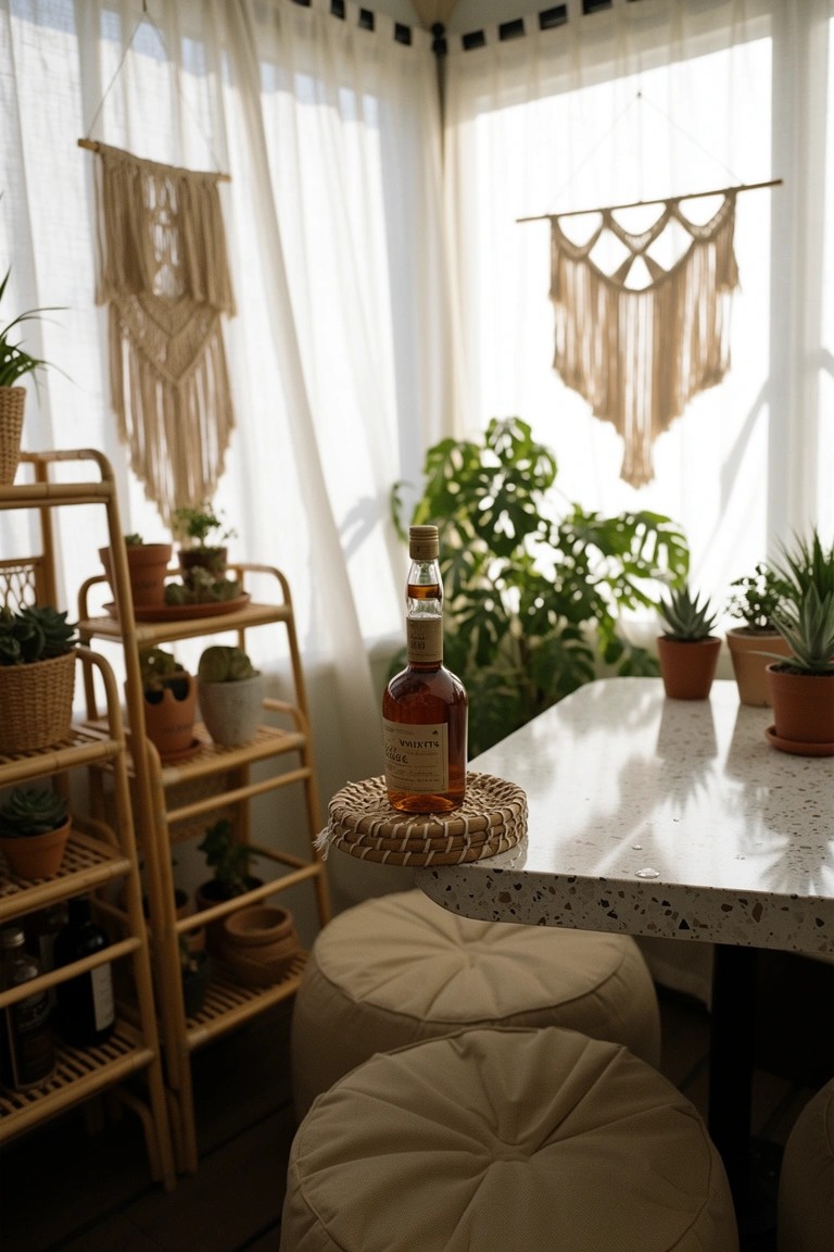 Plants Around a Simple Bar Table