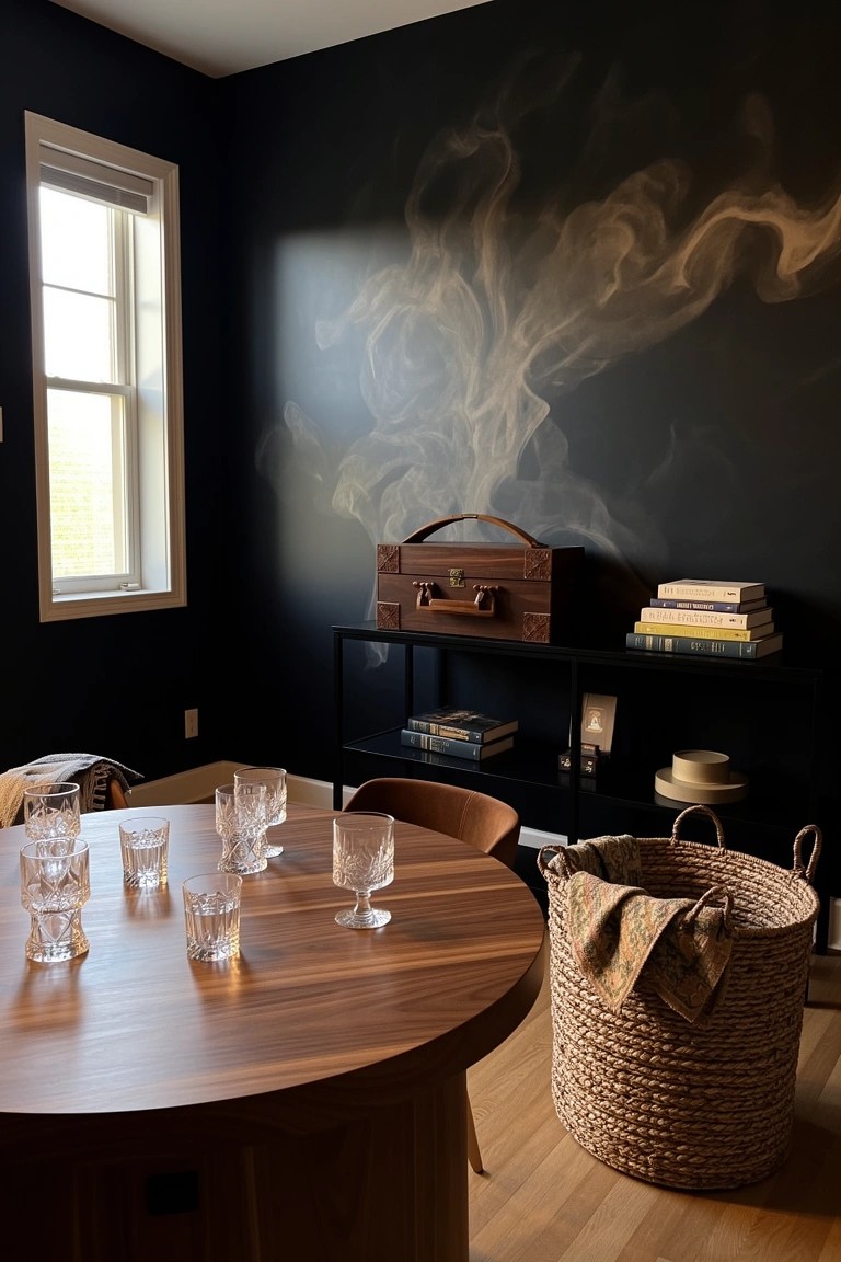 Wood Table in a Dark Room