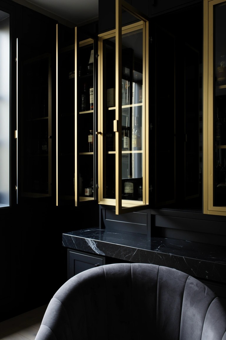 Black Glass-Door Cabinets