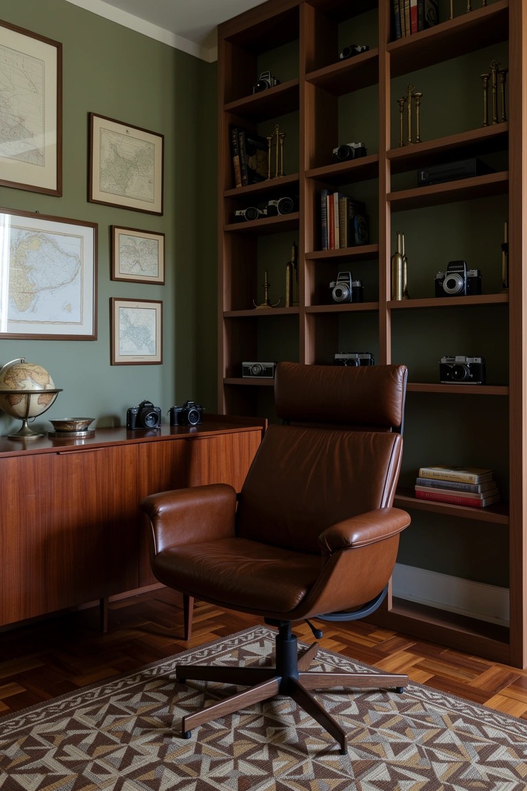 Built-In Wooden Bookcases