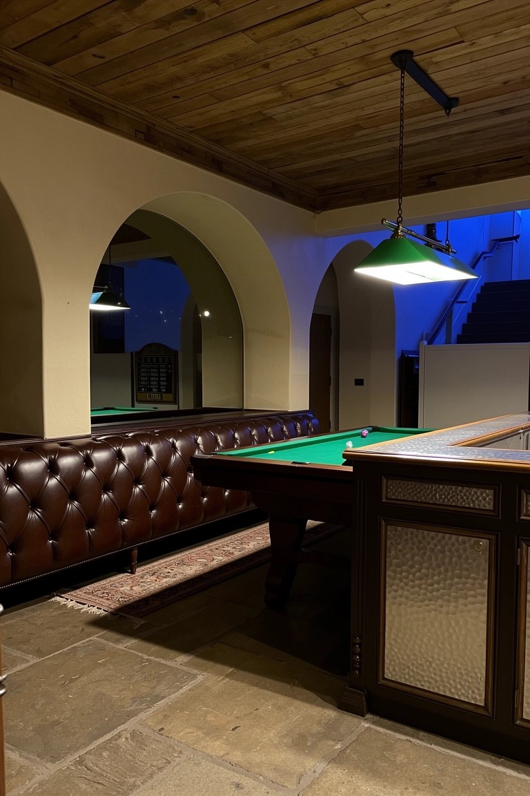 Pool Table with Bench Seating