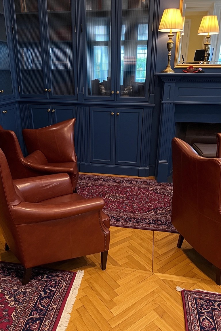 Bookcases Framing the Fireplace