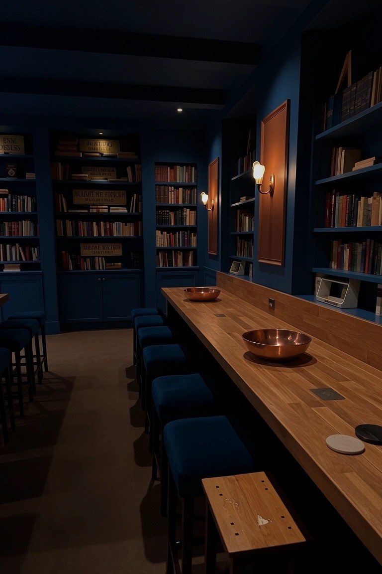 Library Bar with Wooden Counter