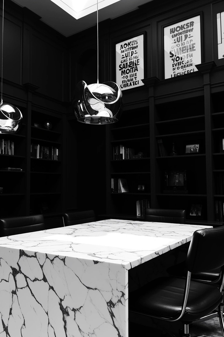 Marble Counter in a Dark Library