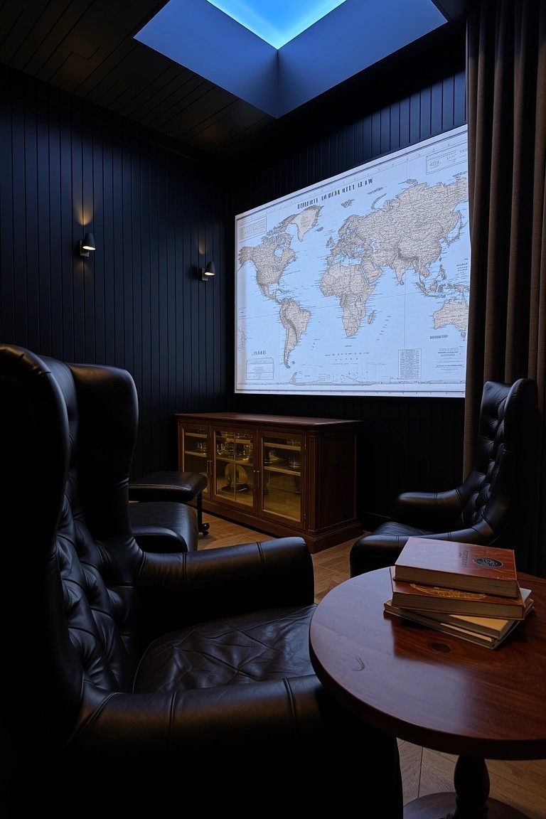 A Lounge with Dark Paneling