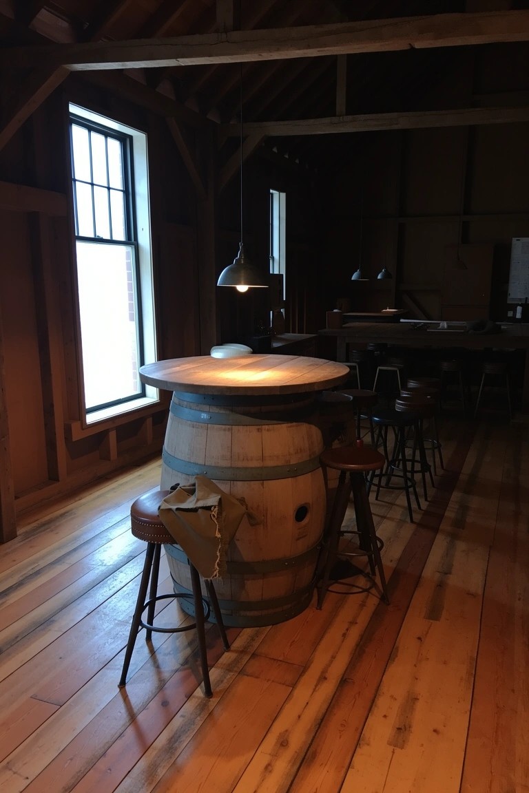 Whiskey Barrel Bar Table