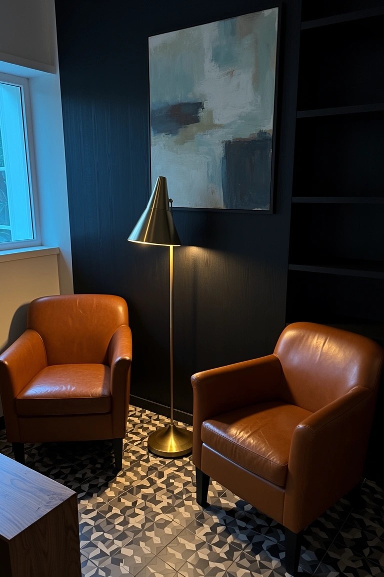 Chair Corner with Brass Lamp