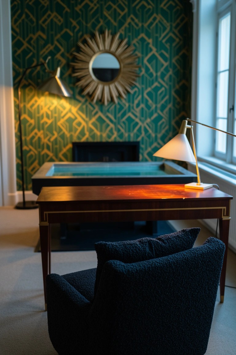 Emerald Green Geometric Wallpaper