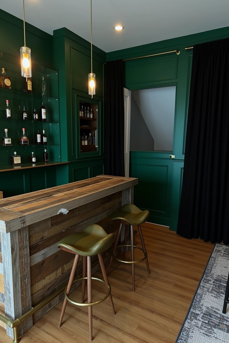 Dark Green Built-In Bar