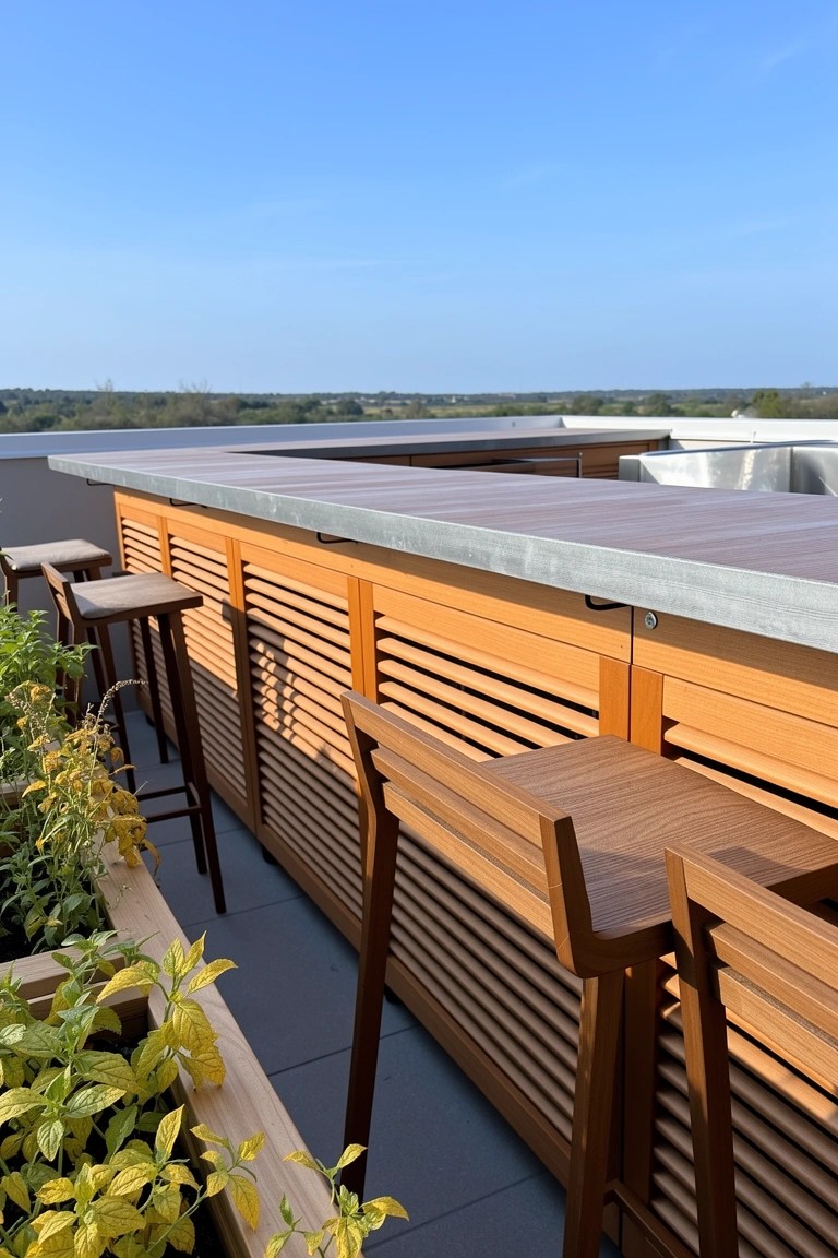 Rooftop Wood Bar Setup