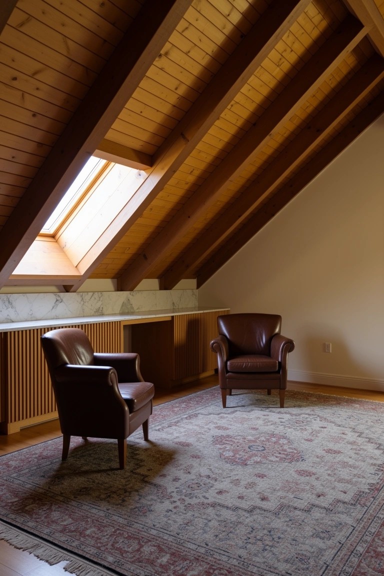 Attic Lounge with Exposed Beams