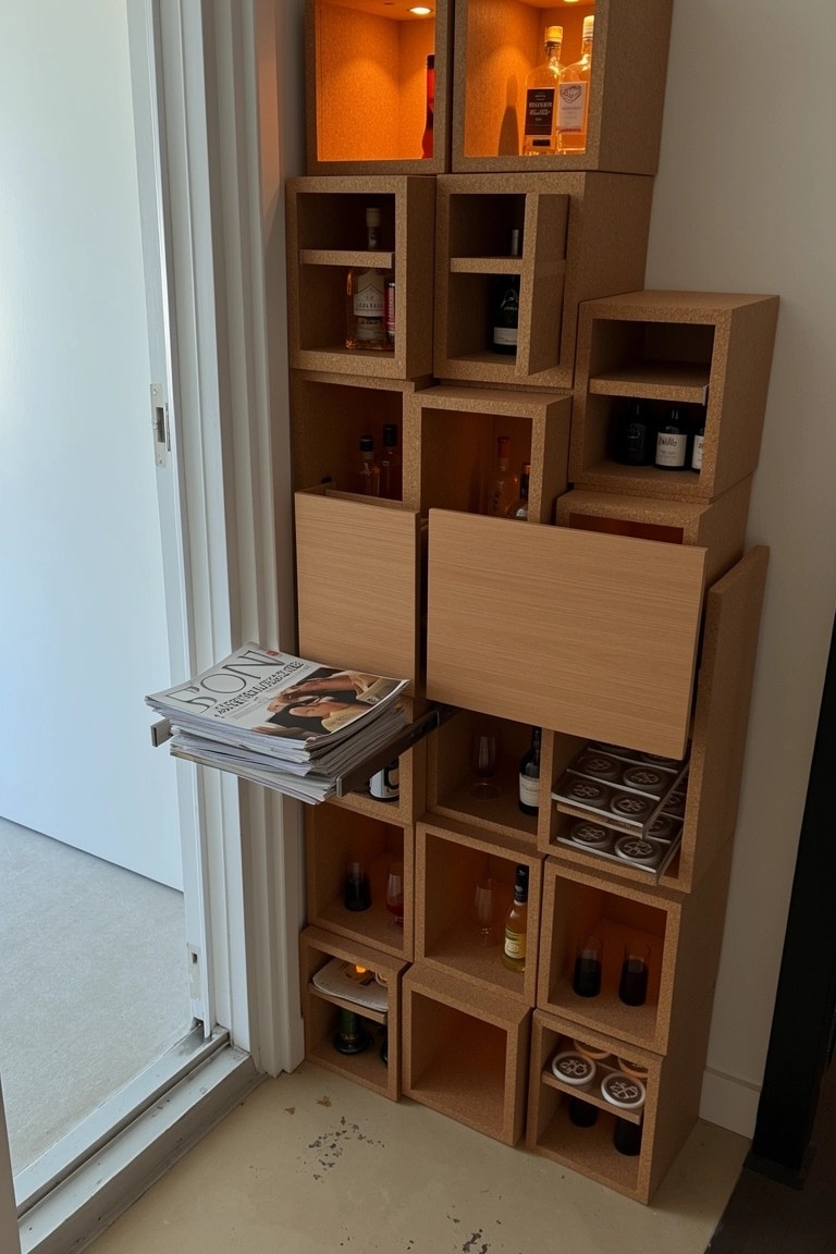 Stacked Wooden Cube Shelves