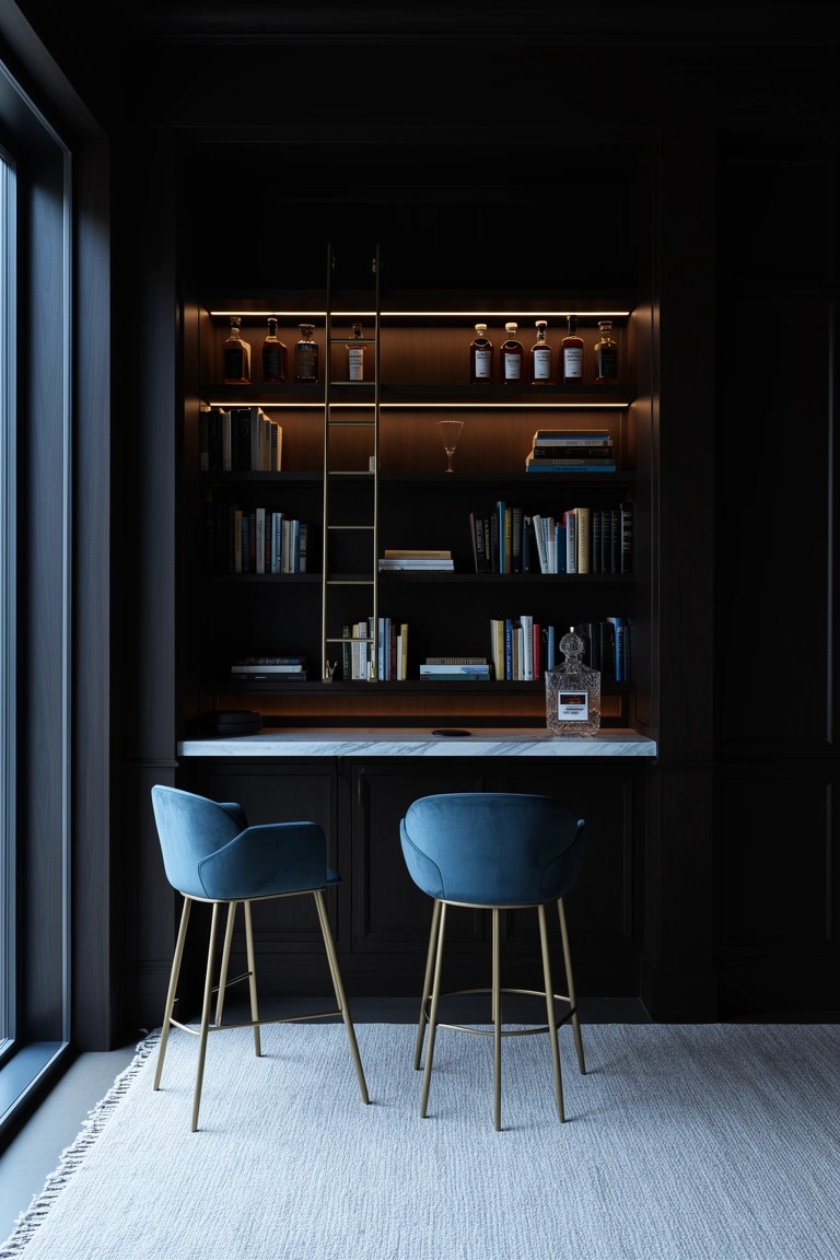 Floor-to-Ceiling Bar Shelves