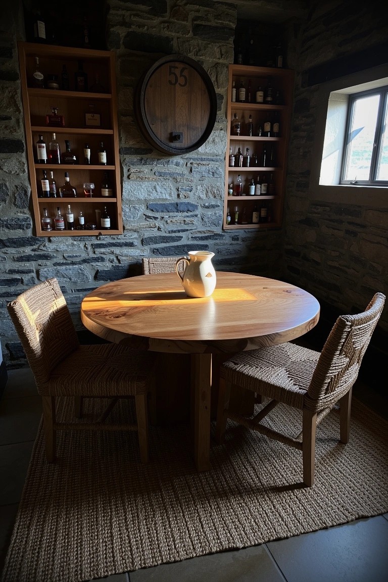 Cozy Round Table for Whiskey Tasting
