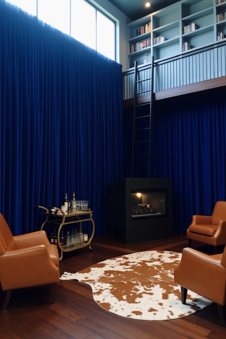 Floor-to-Ceiling Navy Curtains