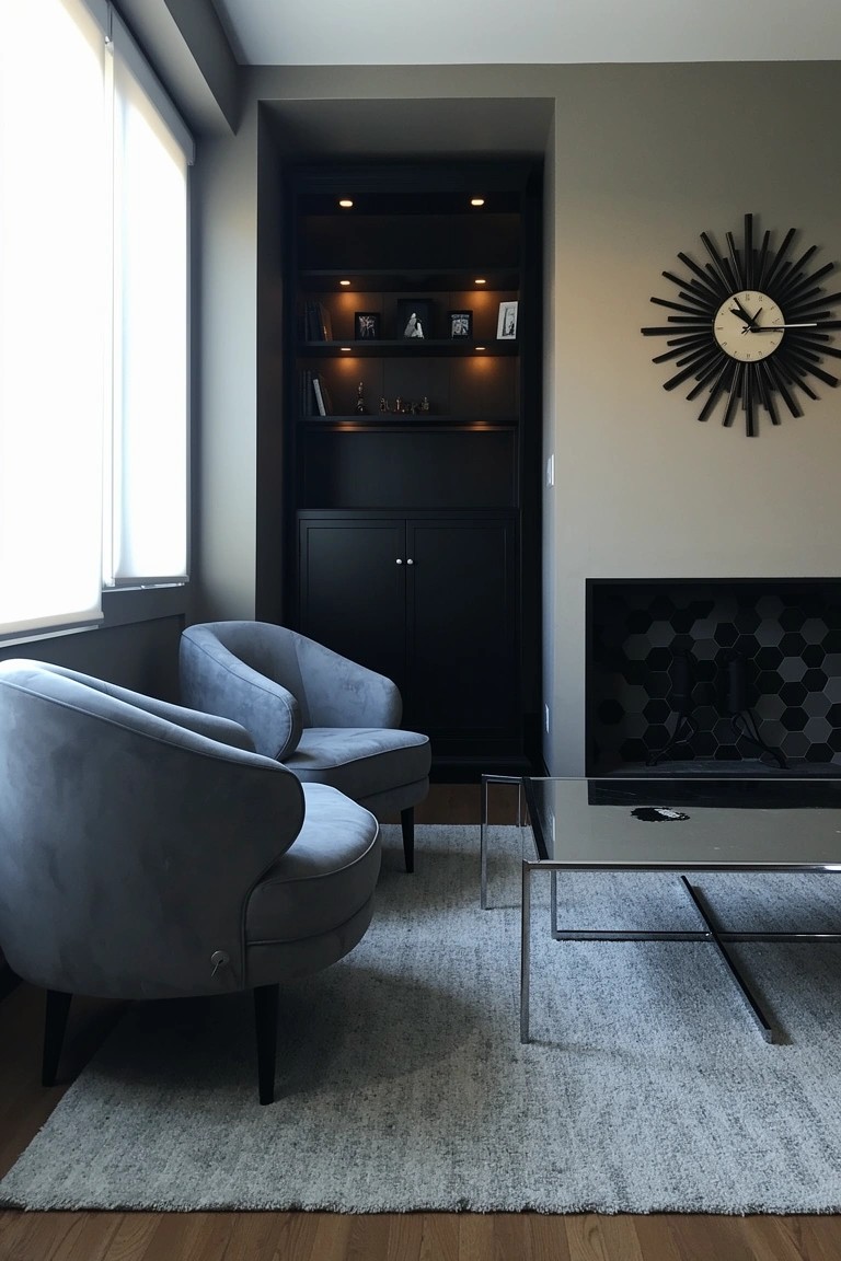 Dark Cabinet with Lit Shelves