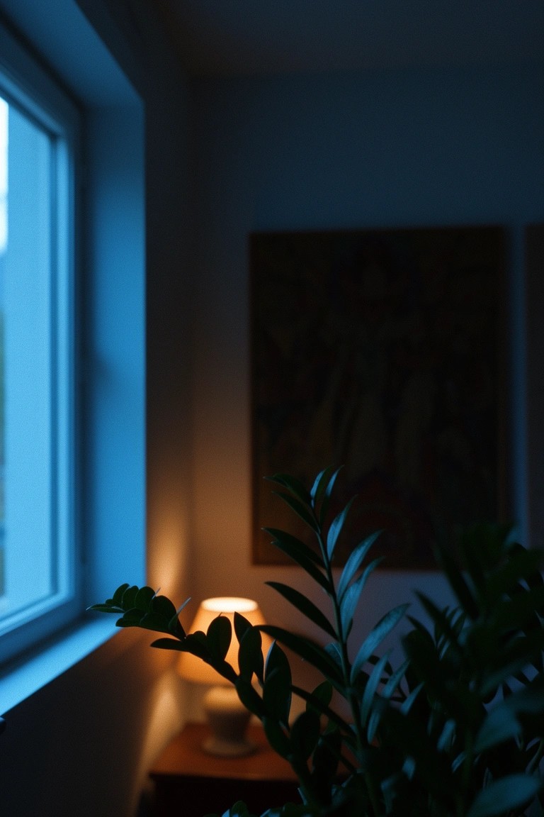 Plant and Lamp by the Window