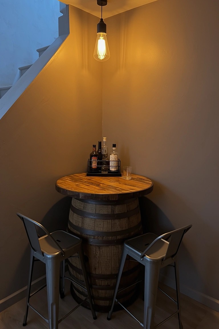 Corner Barrel Bar Table
