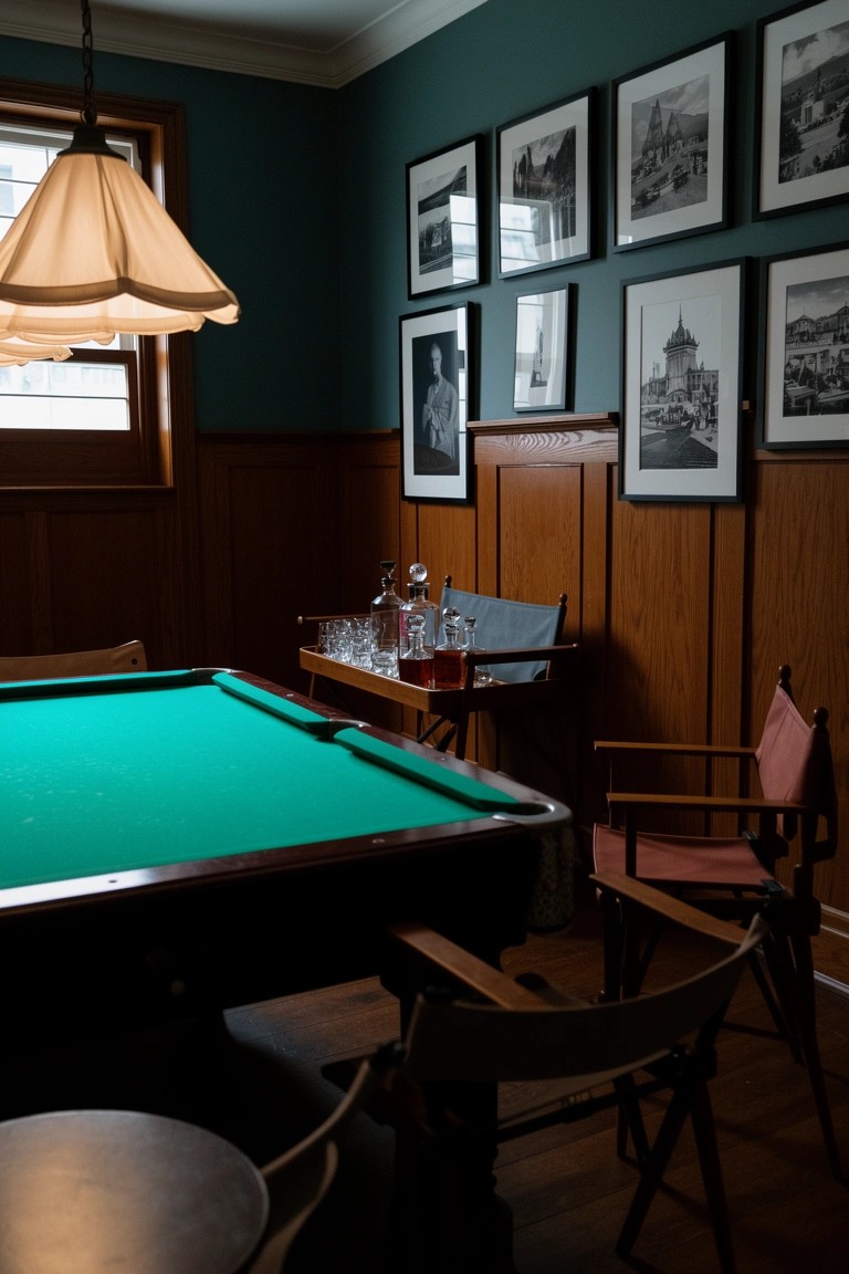 Pool Table in a Paneled Den